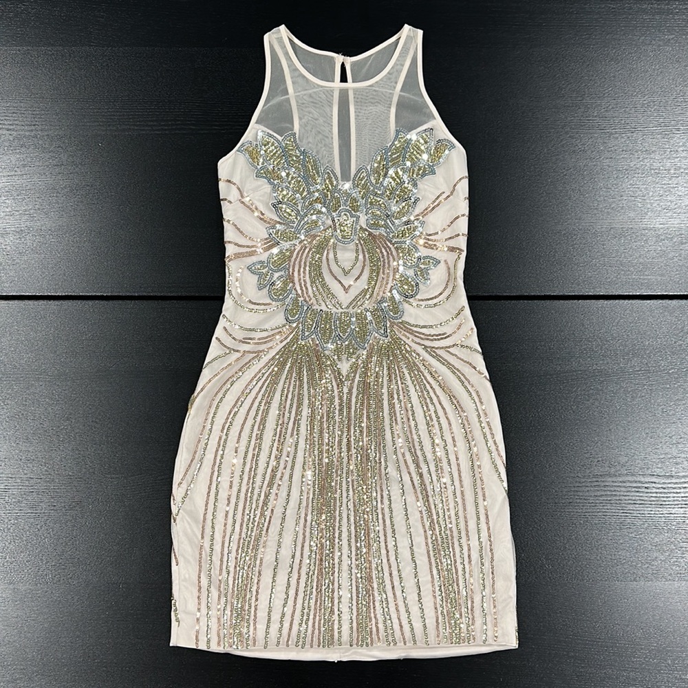 Bebe Gold and Silver Sequins Mini Dress - XXS
